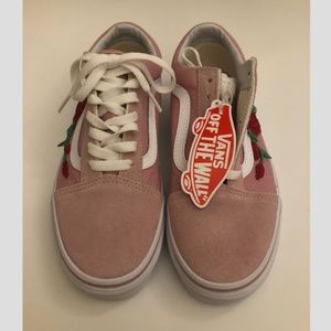 Old Skool Vans - Pink w/ Rose Embroidery